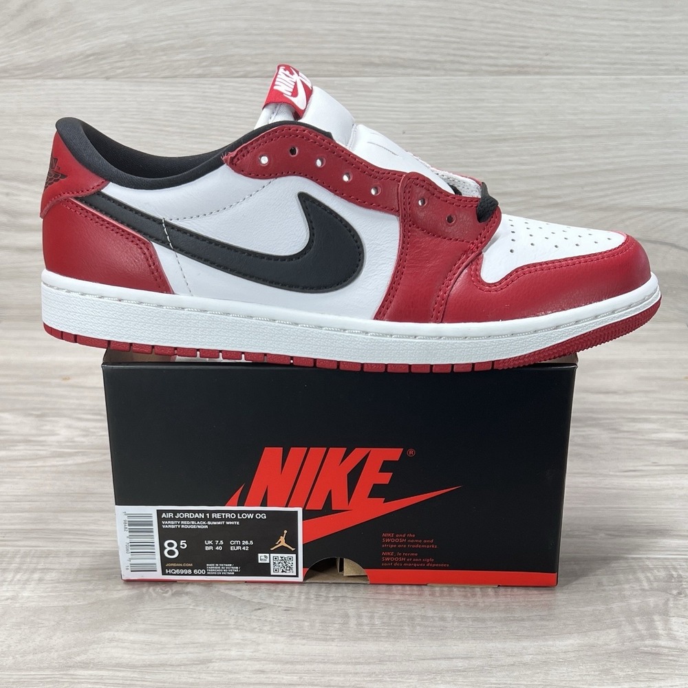 Mens 8.5 - Nike Air Jordan 1 Low OG Chicago 2025 New Red White Black HQ6998-600